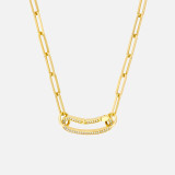 Hang this fun diamond lock pendant on an open chain and layer it with multiple chunky necklaces for a definite standout.
