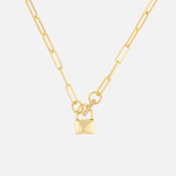 Enhance your chain necklaces and bracelets with this gold padlock charm. Connect up to three pendant charms for a personalized jewelry combination.