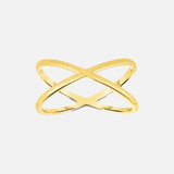 Handcrafted in 14k gold, this stunning criss cross ring shows off a beautiful intersecting design.