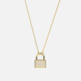 The Gold Diamond Padlock Necklace: A stylish and charming piece crafted in shiny 14k gold.