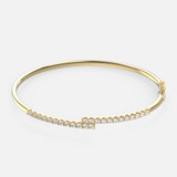 Comprar la pulsera Perfect Gold Diamond Brazalete - Hecha a mano en lustroso oro de 14k con una escultural cruz frontal cubierta de brillantes diamantes de 1 ct.