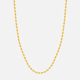 Elegant display of the Gold Solid Diamond Cut Rope Chain, fashioned in solid 10k & 14k, with a delicate silhouette and spring ring clasp fastening.