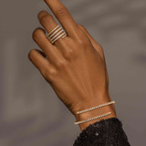 2 Road Pave Diamond Spiral Bracelet shown on the hand of a dark-skinned Puerto Rican model.