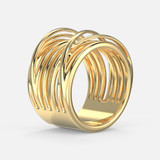 Embrace individuality: a side view of our Multi-Layer Statement Ring crafted in solid 14k yellow gold.