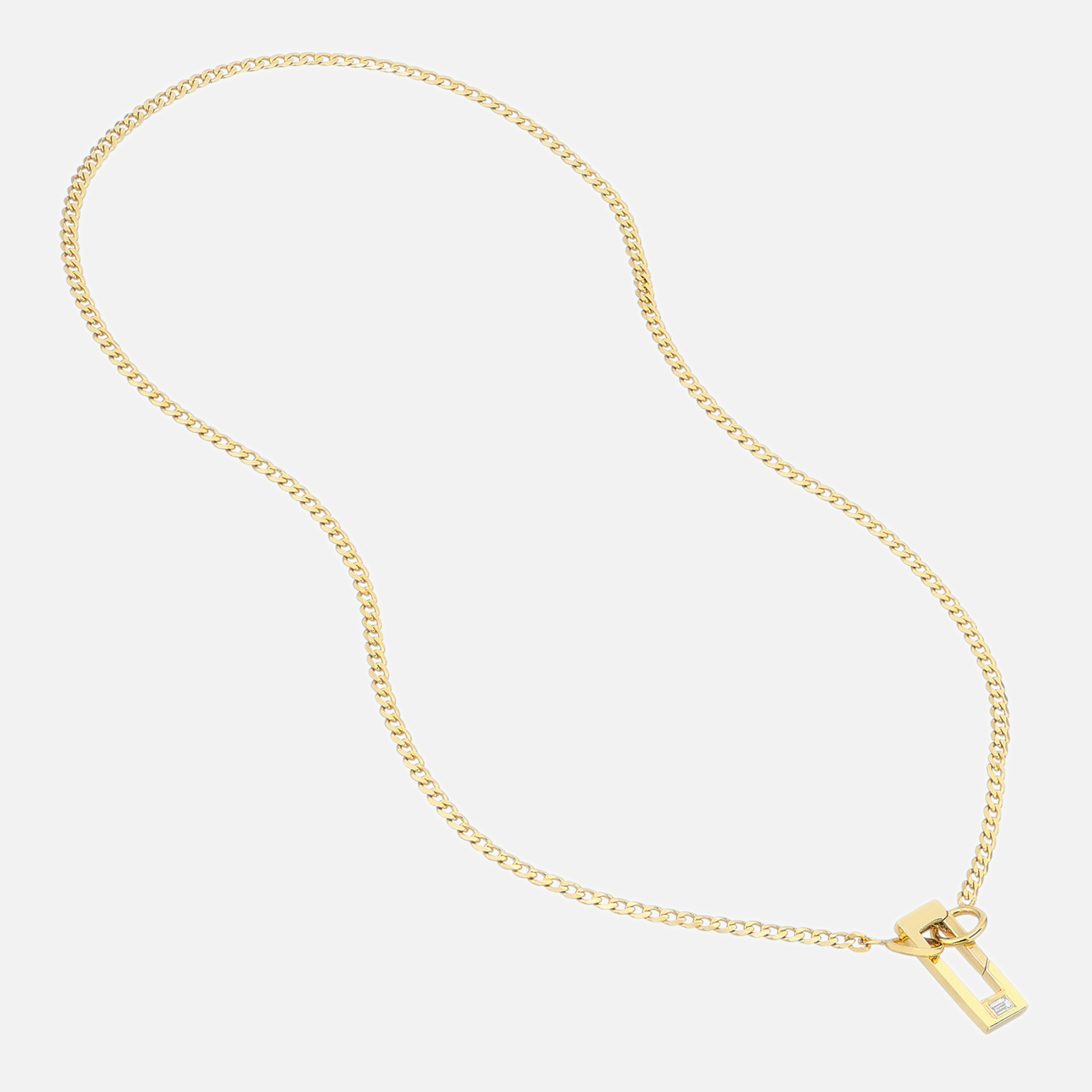 Shiny 14k yellow gold curb chain necklace.