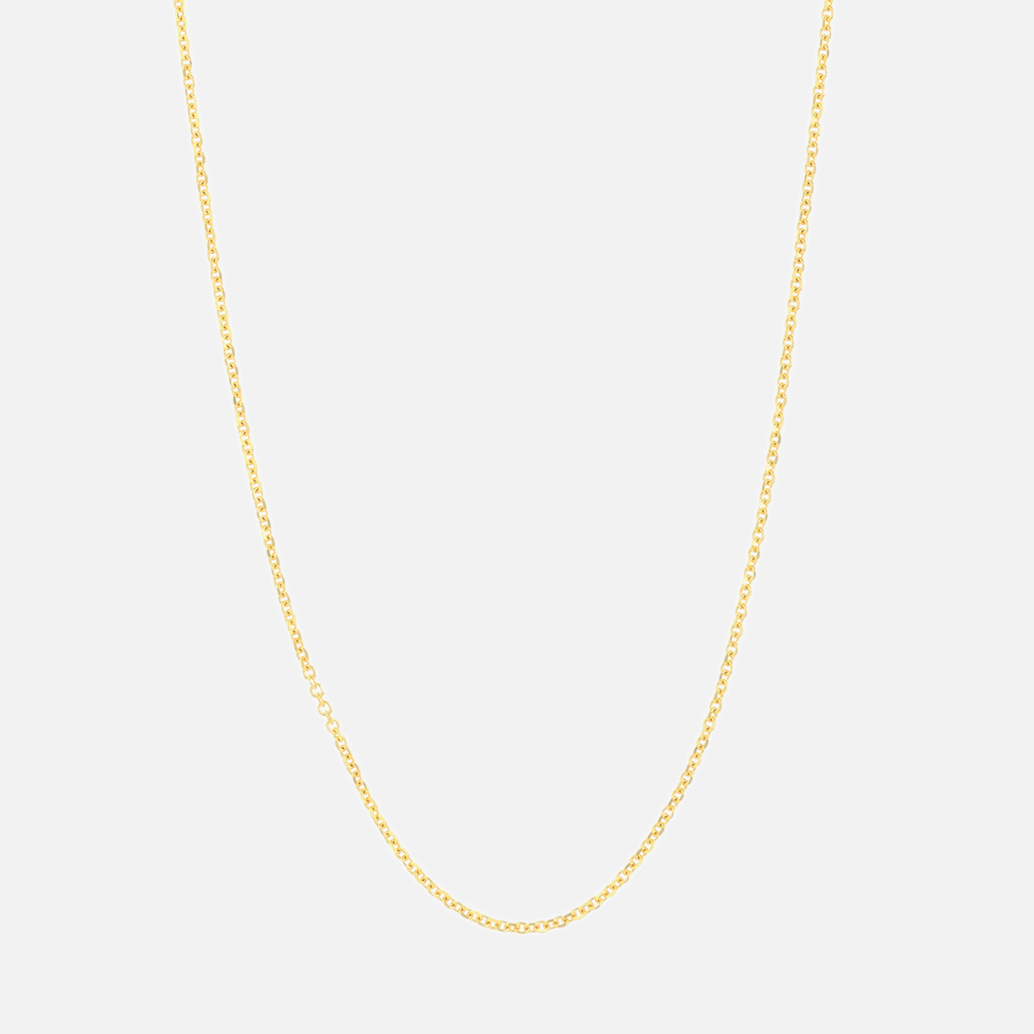 Shiny diamond cut cable chain necklace crafted in 10k yellow gold, slinky and flecked with diamond-cut chain links.