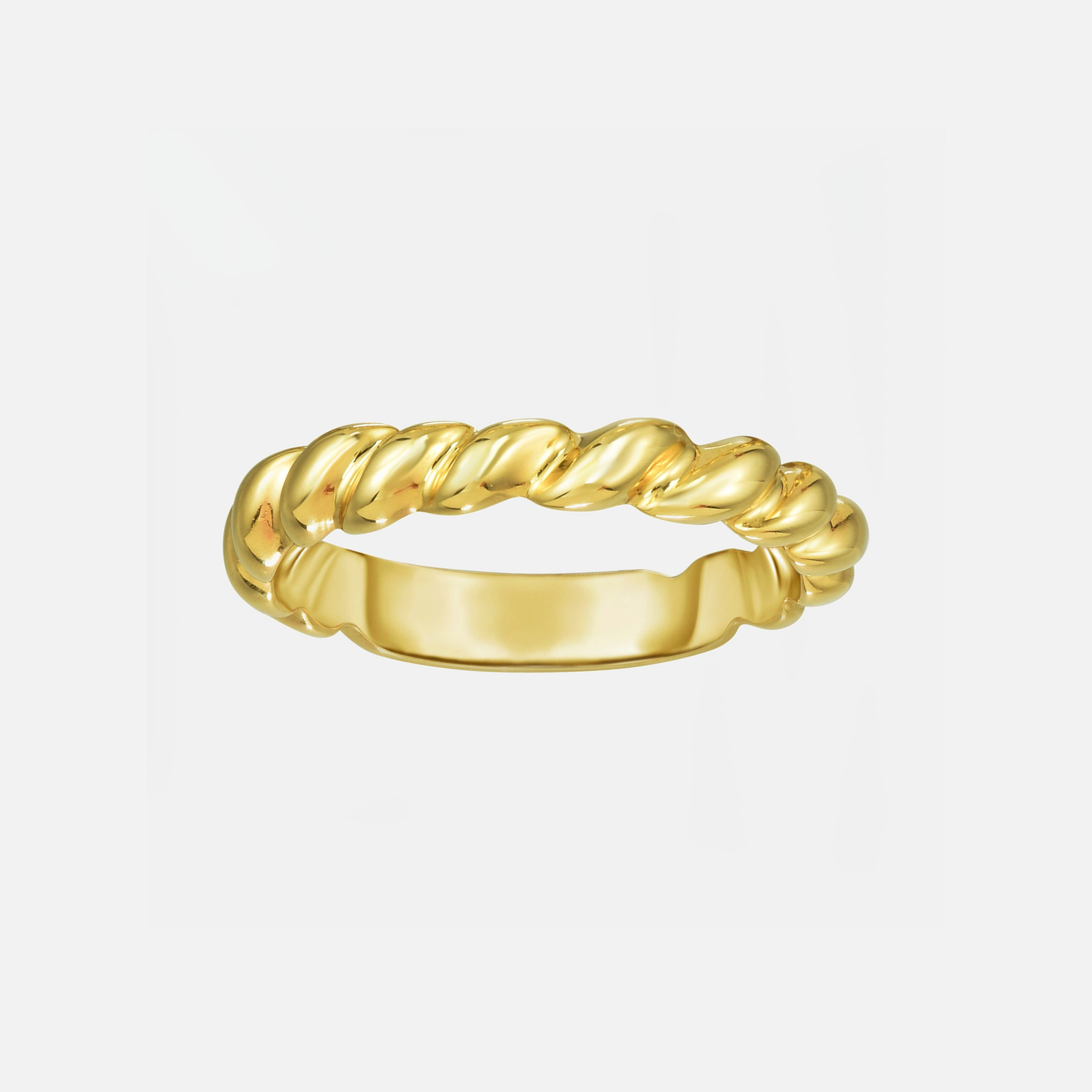 Cast from 14k gold, this thin gold twist ring features a delicate, cable pattern to match your bubbly personality.