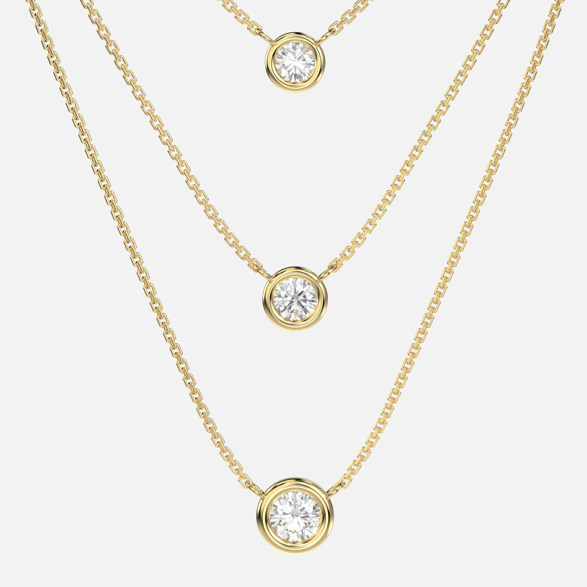 Three Jewels | Yellow Gold and Diamond Necklace – Bowen NYC