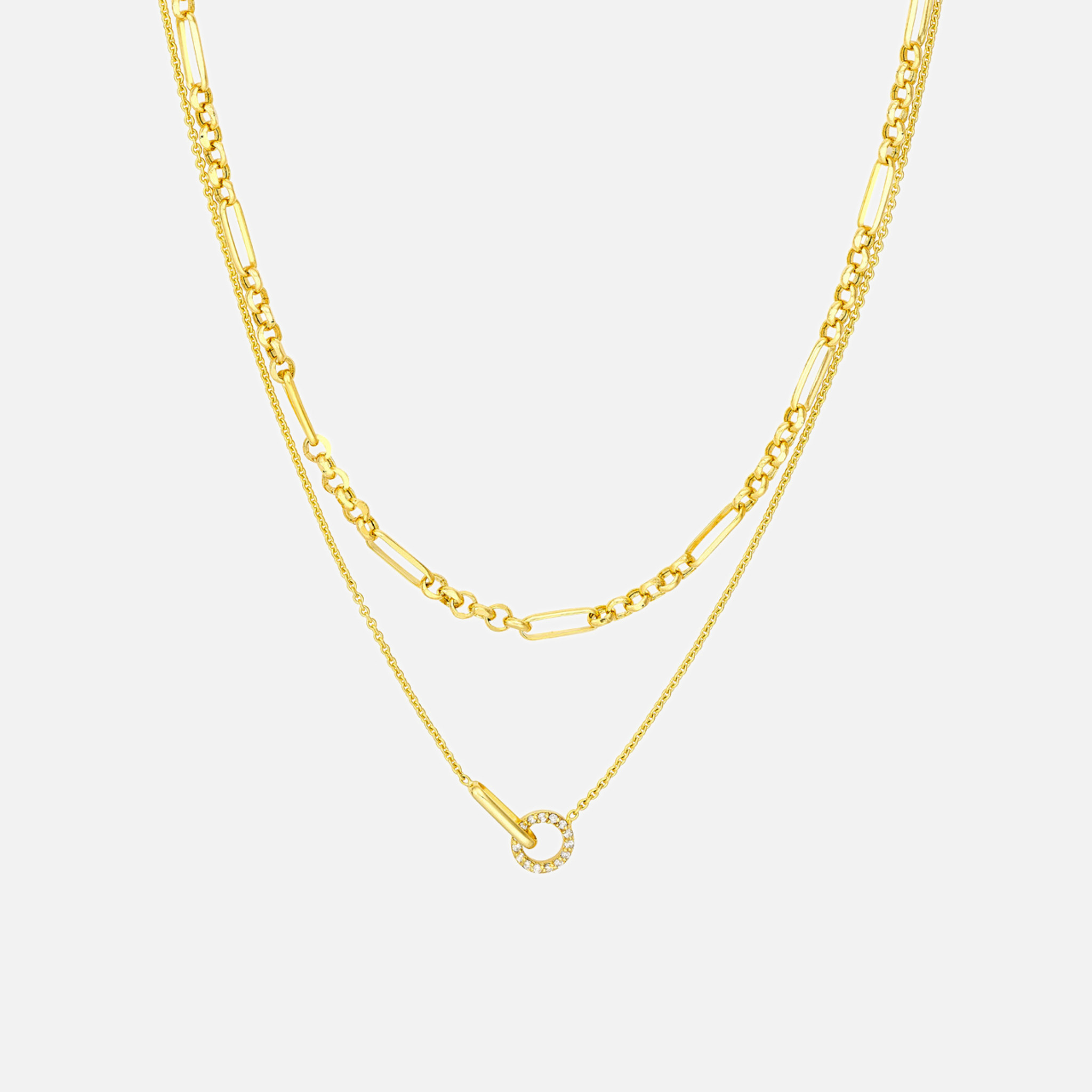 Seamless diamond strand necklace hanging, displaying effortless sophistication and modern design.