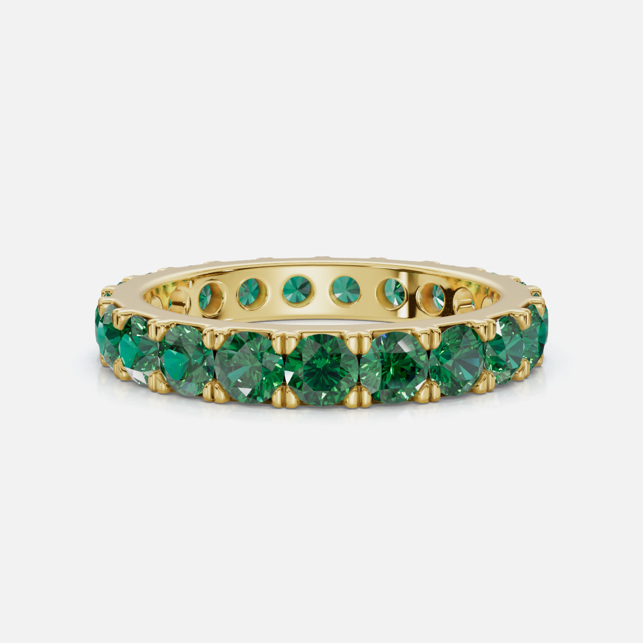 Elegant Emerald Eternity Band - Preparation View: Detailing the exquisite craftsmanship and intricate details.