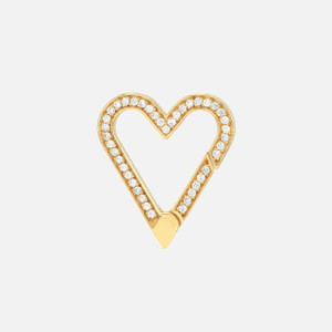 Open heart push lock charm set with dazzling round-cut diamonds along the border for a perfect finishing touch.