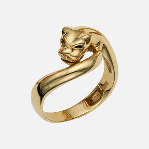 Old Hollywood glamour with this panther ring made of 14k gold.