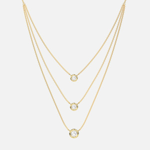 Embrace elegance with the luxurious Bezel Set Diamond Trio Necklace, carefully cast in lush 14k gold.