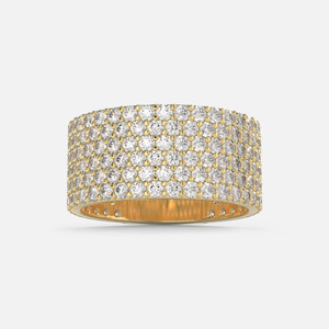 A Pave Diamond Band Crafted in sleek 10k gold, completely covered in 4.88ct of brilliant round-cut white diamonds.