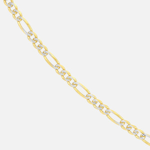 Vista de cerca de los detalles del collar de cadena figaro con pavé, que garantiza un uso seguro y fácil.