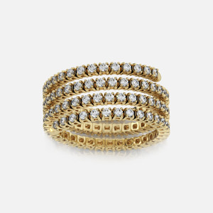 Sparkle all day with our 14k gold Wrap Diamond Ring, a timeless 7mm band adorned with 1.35ct of brilliant cut diamonds, making a statement that transcends the hours.