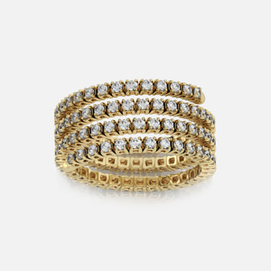 Anillo Wrap Diamond de oro de 14k, una banda atemporal de 7 mm adornada con 1,35 ct de diamantes talla brillante.