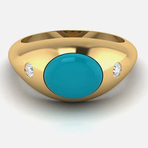 Detailed 14k Gold Elegant Turquoise Ring - Top View