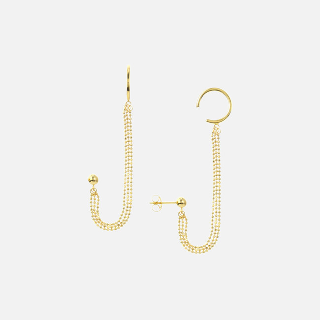 Buy Helix Chain Earring Chain Ear Cuffs Chain Cuff Earring Yellow Gold  Studs Surgical Steel Chain Hoop Earrings Silver Chain Ear Jackets Online in  India - Etsy