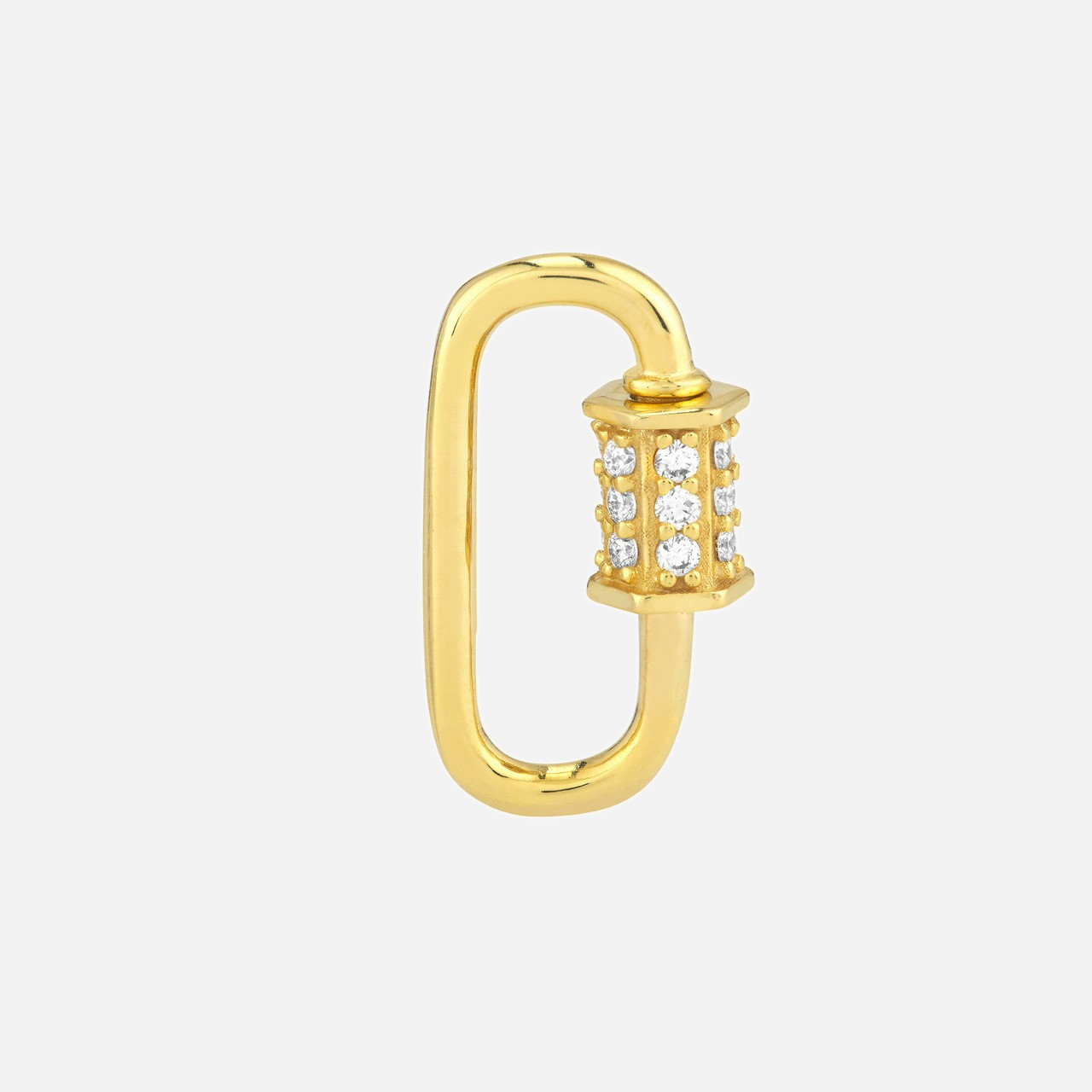 14K Yellow Gold Asymmetrical Diamond Screw Carabiner Lock