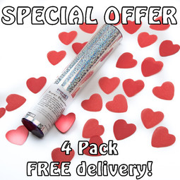 Valentines Pack - 4 Heart Confetti Cannons