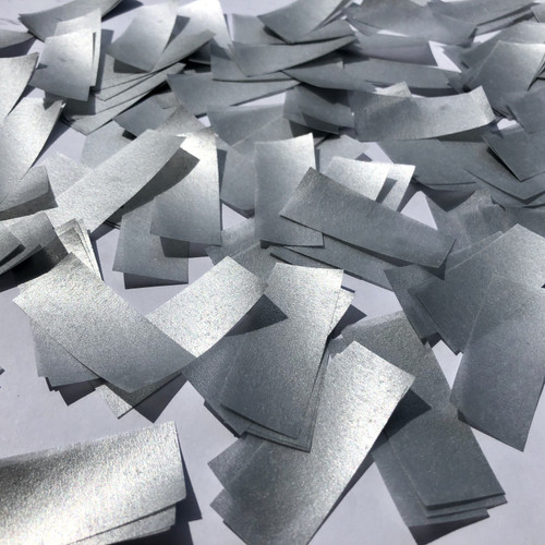 Biodegradable matt silver tissue confetti rectangles