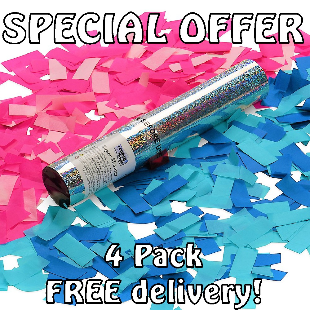 Gender Reveal Cannons Special Offer 4 Pack