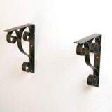 Frontal view of Scroll Strap Window Box Bracket Pair on white background