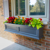 Prestige Gray window box on a brick home mounted under a window Prestige Gray window box on a brick home mounted under a window
