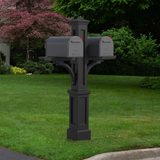 Presidential Double Mail Post in black installed on lawn Presidential Double Mail Post in black installed on lawn