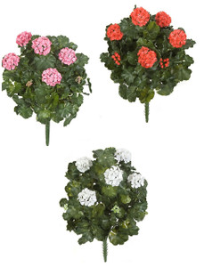Colorful UV rated artificial geraniums Colorful UV rated artificial geraniums