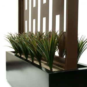 21" Liriope Outdoor UV Rated Bush in black fiberglass planter 21" Liriope Outdoor UV Rated Bush in black fiberglass planter