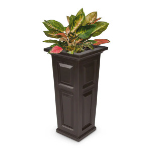 Espresso Presidential Tall Planter with a croton planted on white background Espresso Presidential Tall Planter with a croton planted on white background