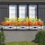 72" Medallion Window Box with three repeating "X" pattern, with flowers, white galvanized liner
