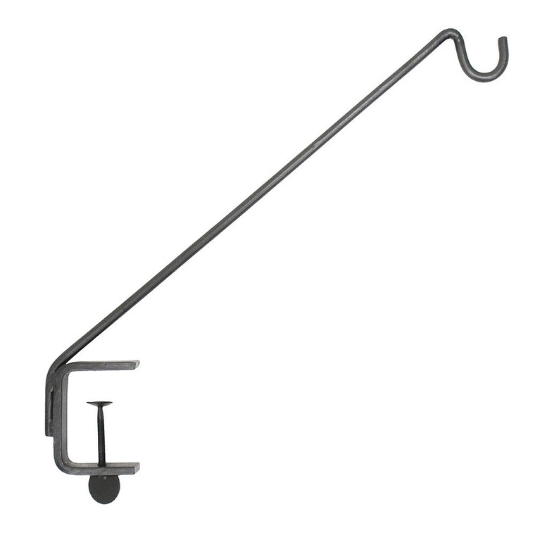 Hanging basket bracket with clamp on white background