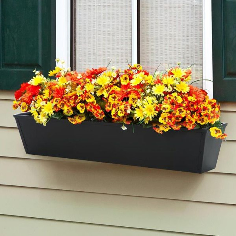 Black Galvanized 2-in-1 Metal Tapered Window Box or Liner