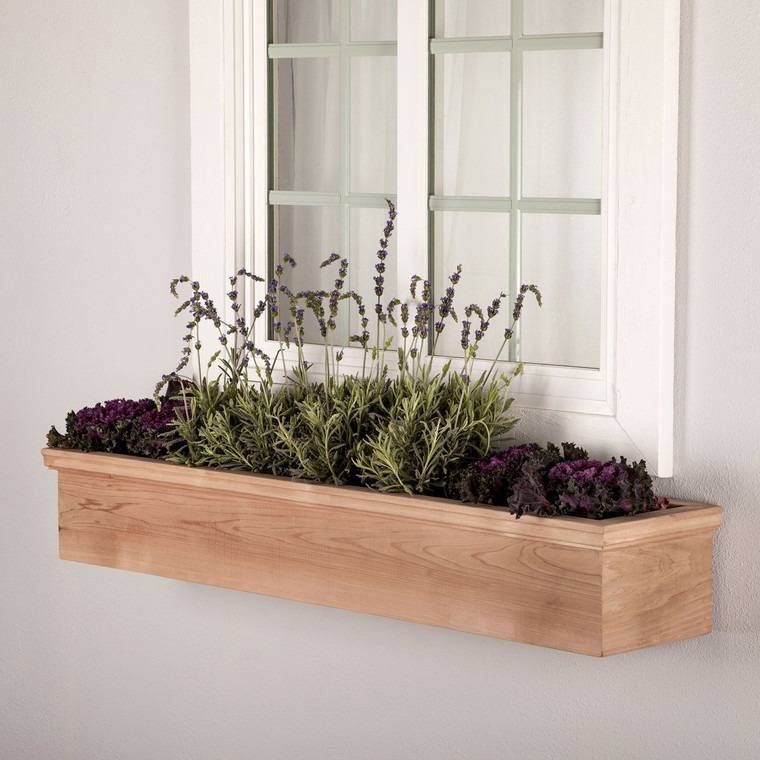 Newport Cedar window box mounted to a home