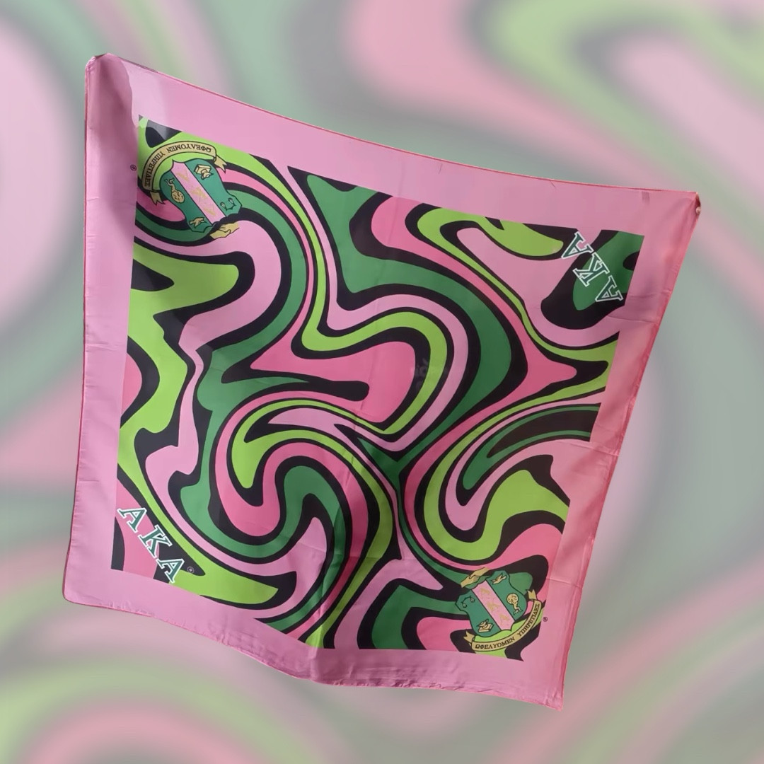 Alpha Kappa Alpha Scarf - swirl 2.0 print black - Waju Designs