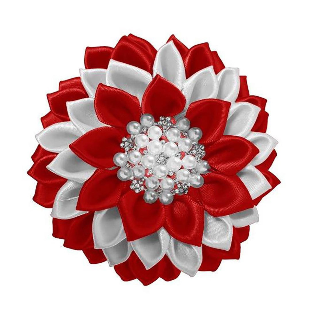 Delta Sigma Three Layer Flower Pin - Red /White Center