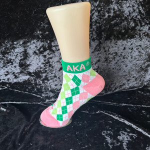 Alpha Kappa Alpha Ankle Socks - white plaid Alpha Kappa Alpha Ankle Socks - white plaid