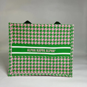 Alpha Kappa Alpha  Everyday  tote -Houndstooth color block medium Alpha Kappa Alpha  Everyday  tote -Houndstooth color block medium