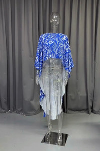 Cowrie High-low overlay - Royal Blue & White short
