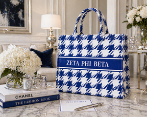 Zeta Phi Beta  Lightweight  tote - scribble Houndstooth medium
