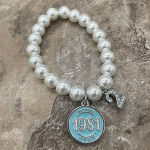 Mu Sigma Upsilon Pearl Bracelet with line number Mu Sigma Upsilon Pearl Bracelet with line number