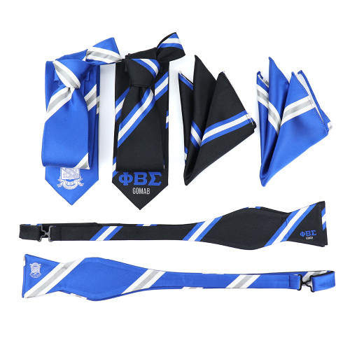 Phi Beta Sigma Silk Tie Set - Black Gomab