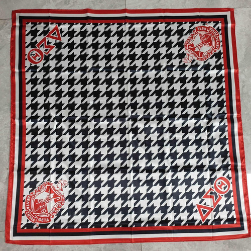 Delta Sigma Theta Square Scarf - black/white with red trim