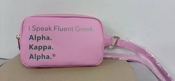 I speak Fluent Greek bag - AKA pink fannypack/crossbody