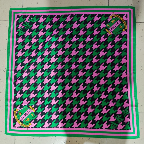 Alpha Kappa Alpha Scarf - Houndstooth black/pink/green