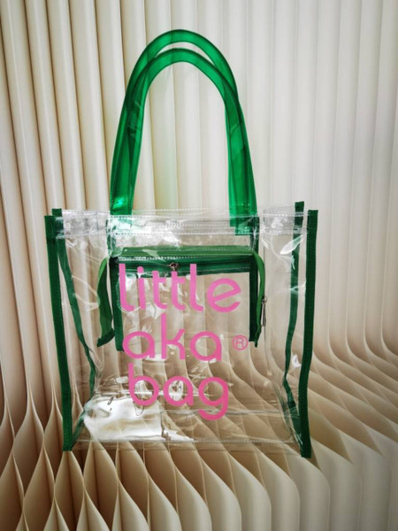 little AKA bag - clear with green handles