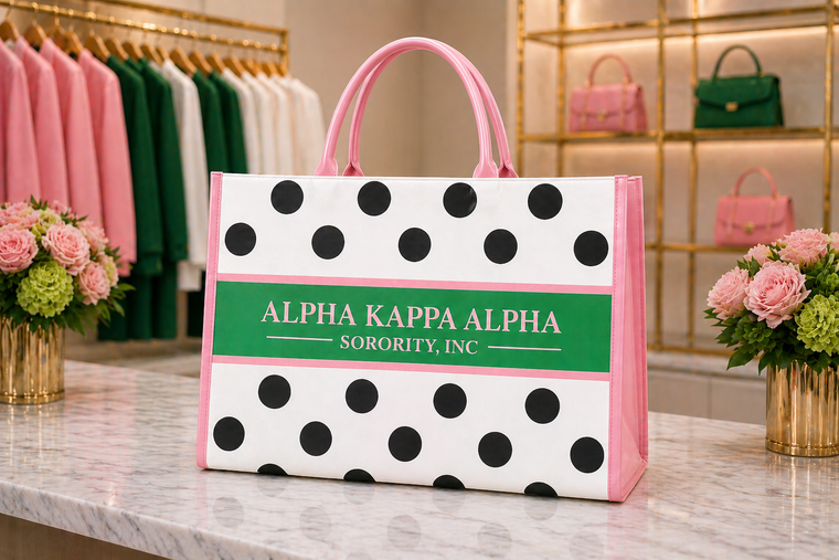 Alpha Kappa Alpha  Everyday  tote - b/w polka dot  medium